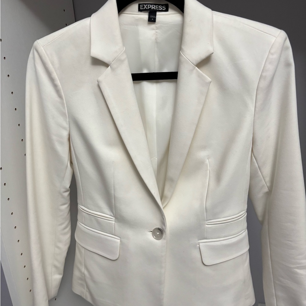 Express White Tailored Blazer with Notched Lapels